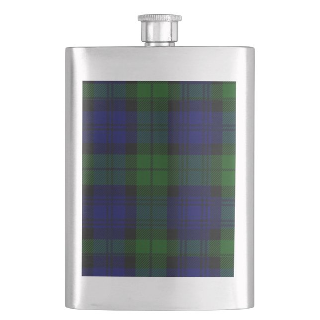 Tartan Blue Green Kariert Flachmann (Vorderseite)
