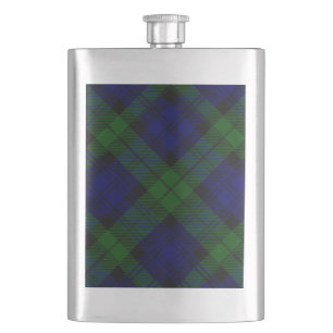 Tartan Blue Green Kariert Flachmann