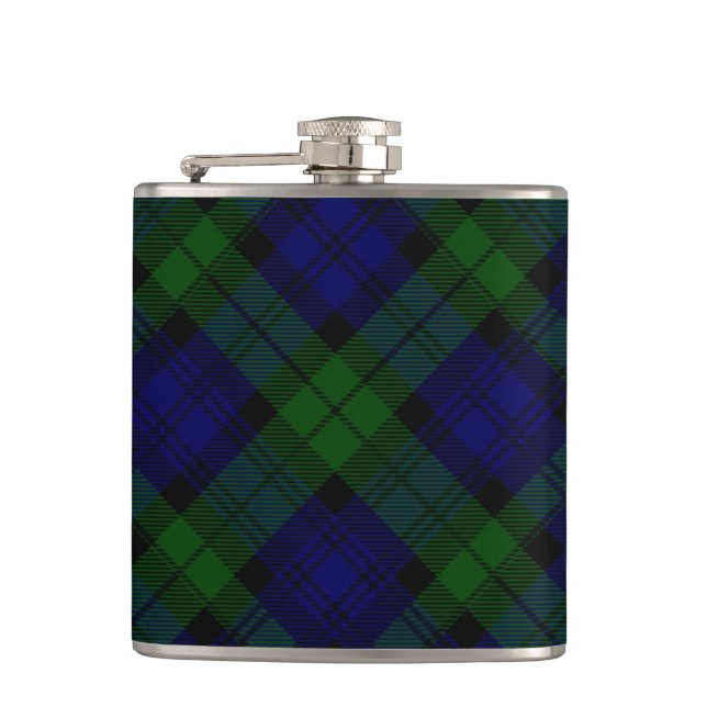Tartan Blue Green Kariert Flachmann (Vorderseite)