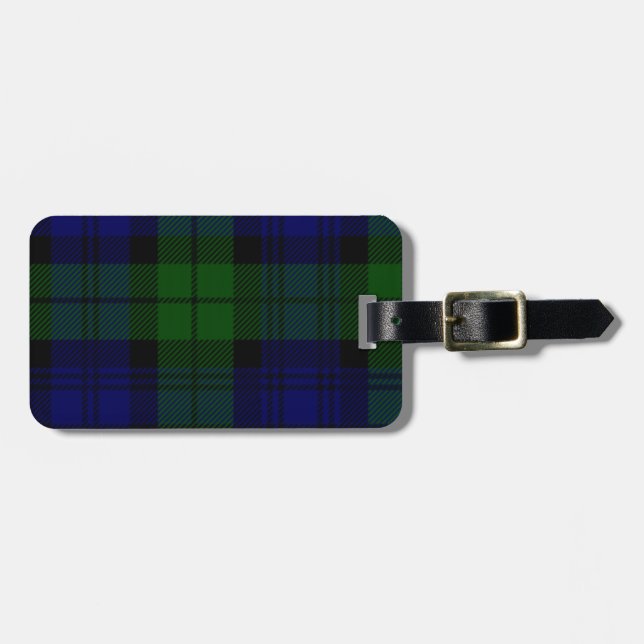 Tartan Blue Green Kariert Gepäckanhänger (Vorderseite horizontal)