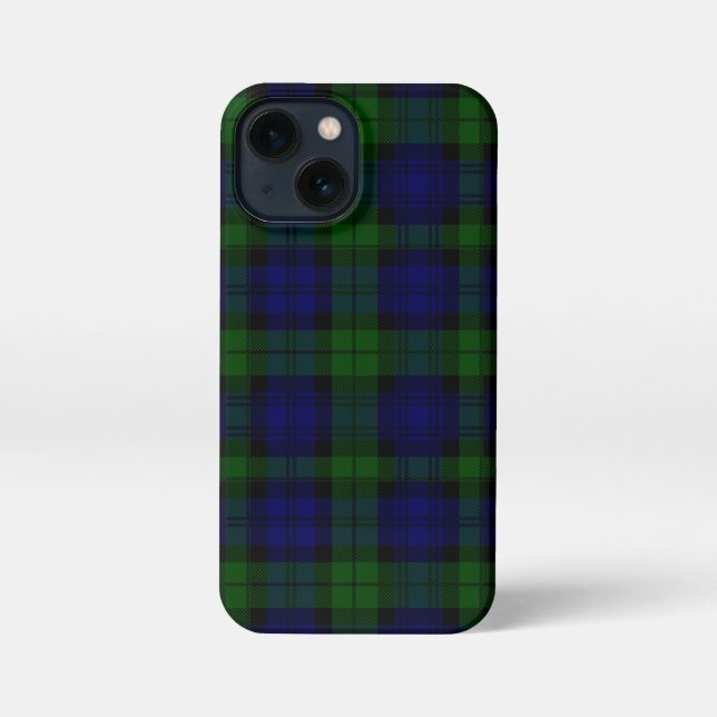 Tartan Blue Green Kariert iPhone 13 Mini Hülle (Rückseite)