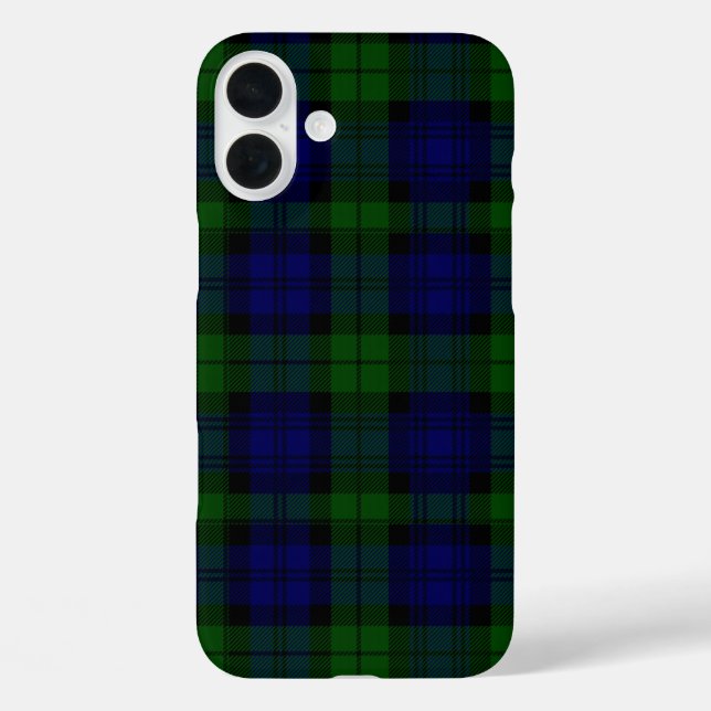 Tartan Blue Green Kariert iPhone 16 Plus Hülle (Rückseite)