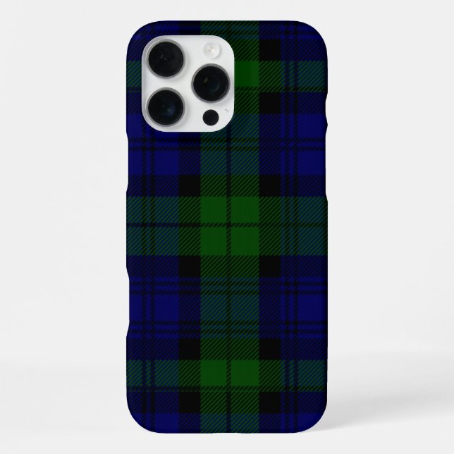 Tartan Blue Green Kariert iPhone 16 Pro Max Hülle (Rückseite)