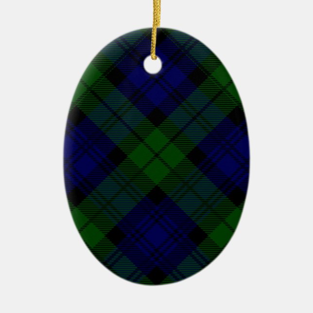 Tartan Blue Green Kariert Keramikornament (Vorne)