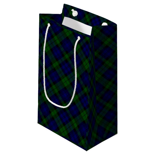 Tartan Blue Green Kariert Kleine Geschenktüte (Vorderseite Schrägansicht)