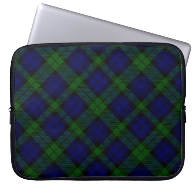 Tartan Blue Green Kariert Laptopschutzhülle (Vorderseite)
