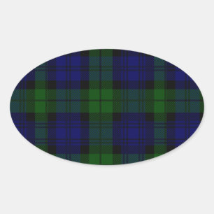 Tartan Blue Green Kariert Ovaler Aufkleber