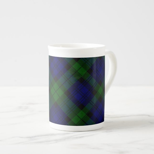 Tartan Blue Green Kariert Prozellantasse (Vorderseite Rechts)