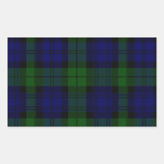 Tartan Blue Green Kariert Rechteckiger Aufkleber (Vorderseite)