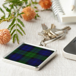 Tartan Blue Green Kariert Schlüsselanhänger