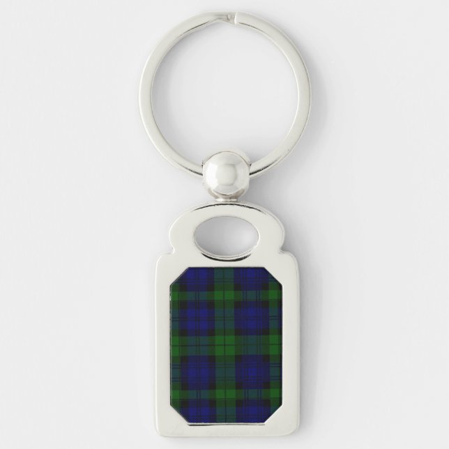 Tartan Blue Green Kariert Schlüsselanhänger (Vorderseite)