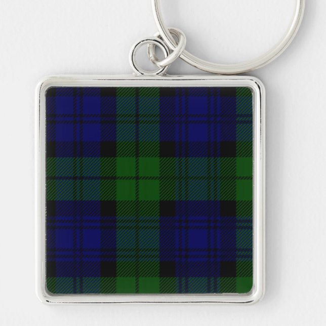 Tartan Blue Green Kariert Schlüsselanhänger (Vorne)