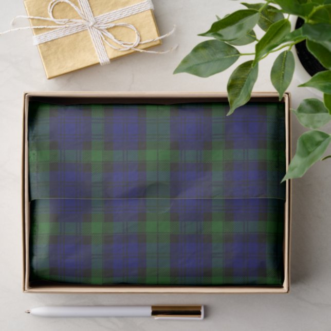 Tartan Blue Green Kariert Seidenpapier (Geschenk)