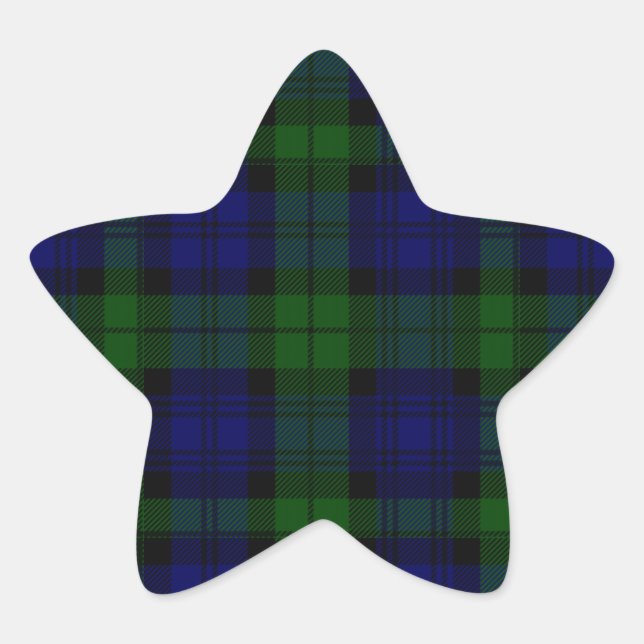 Tartan Blue Green Kariert Stern-Aufkleber (Vorderseite)