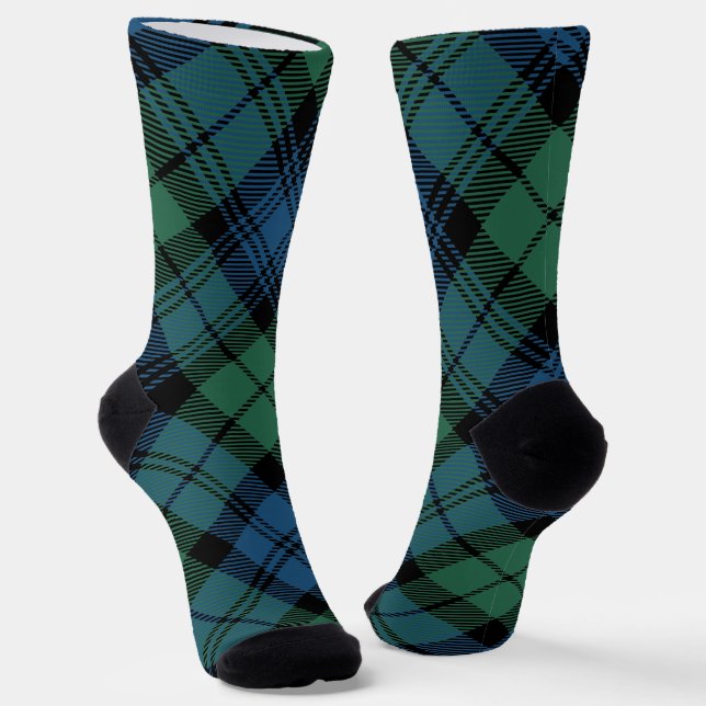 Tartan Blue Green Rustic Campbell Plaid Socken (Gewinkelt)