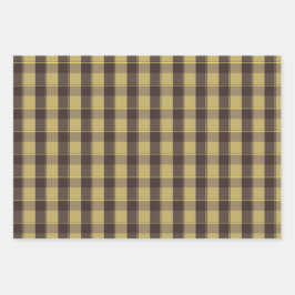 Tartan-Blumen gelb braun Geschenkpapier-Set Geschenkpapier Set
