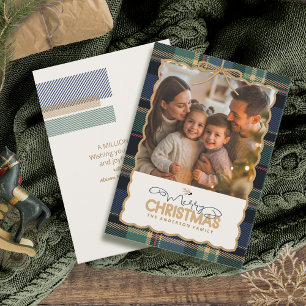 Tartan Border Christmas Foto Template ID1141B Feiertagskarte