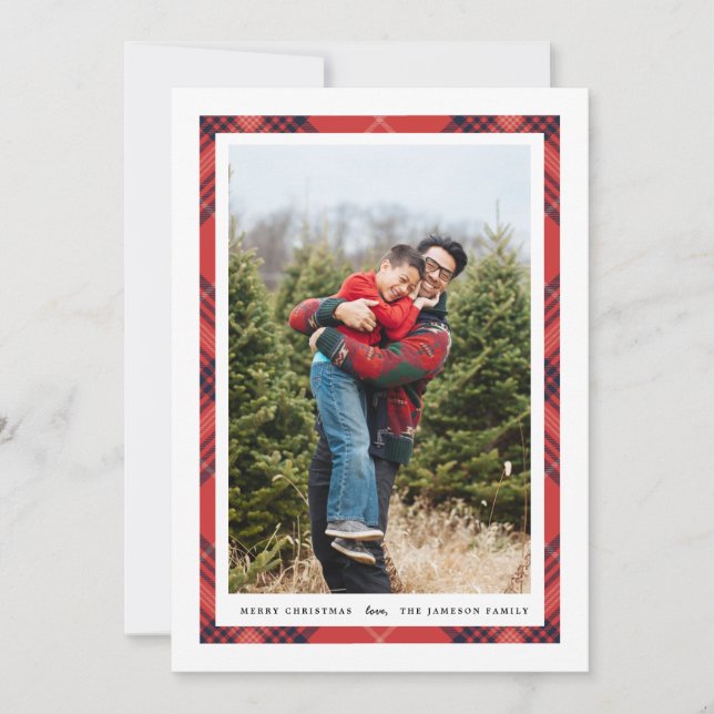 Tartan Bordure Carte photo Portrait (Devant)