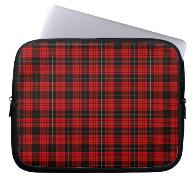 Tartan Buffalo Kariert Red Black Rustic Laptopschutzhülle (Vorderseite)
