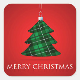 Tartan Christmas bauble Quadratischer Aufkleber