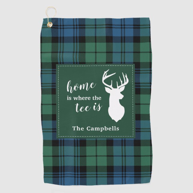 Tartan Christmas Clan Campbell Personalisiert Kari Golfhandtuch (Vorderseite)