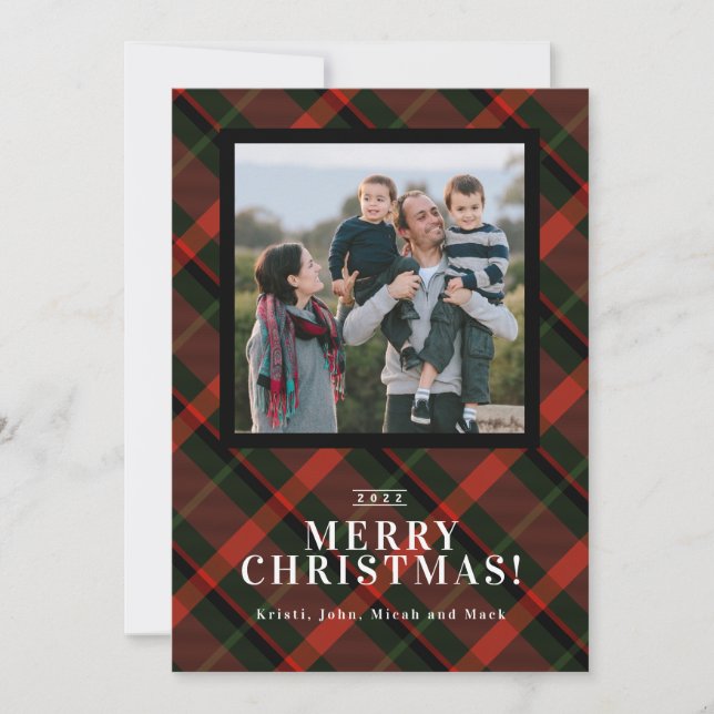 Tartan Christmas Foto Feiertagskarte (Vorderseite)
