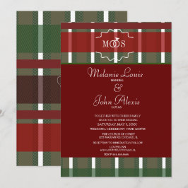 Tartan Christmas Kariert Winter Burgundy Wedding Einladung