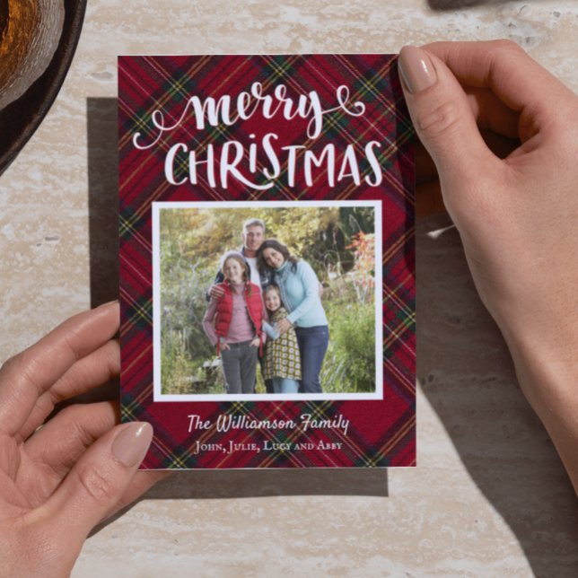 Tartan Christmas Karierte Fotokarte Einladung (Von Creator hochgeladen)
