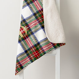 Tartan Christmas Pattern Monogram Name Holiday Sherpadecke