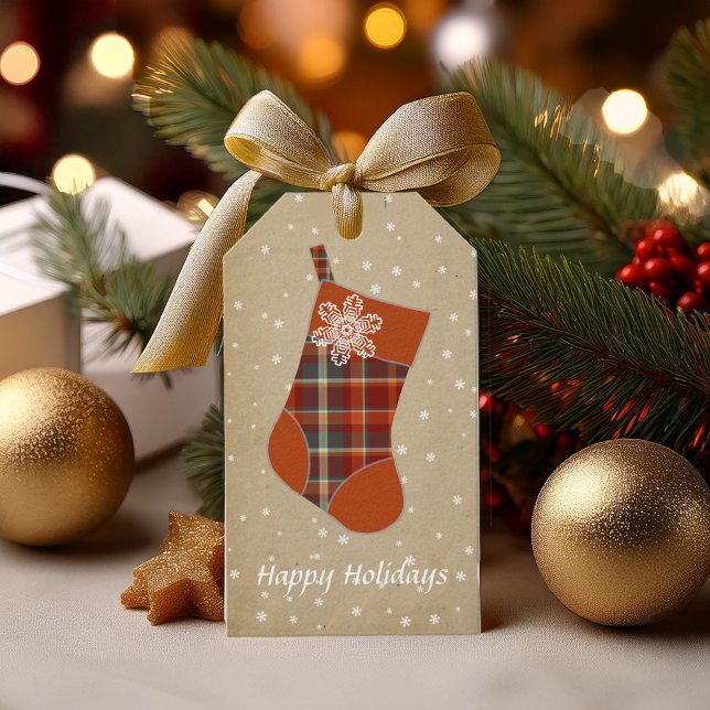 Tartan Christmas Strumpf Paprika und Slate ID209 Geschenkanhänger (Von Creator hochgeladen)