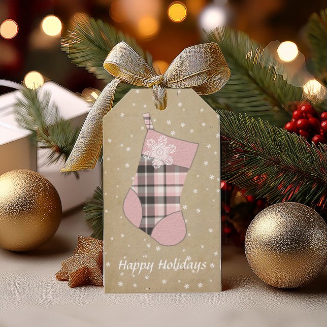 Tartan Christmas Strumpf Pink und Gray ID209 Geschenkanhänger (Von Creator hochgeladen)