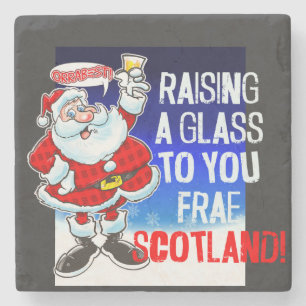Tartan Clad Santa - Glass aufziehen - Orrabest Steinuntersetzer