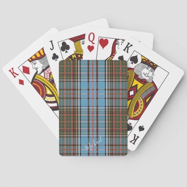 Tartan Clan Anderson Kariert Light Blue Karo Spielkarten (Rückseite)