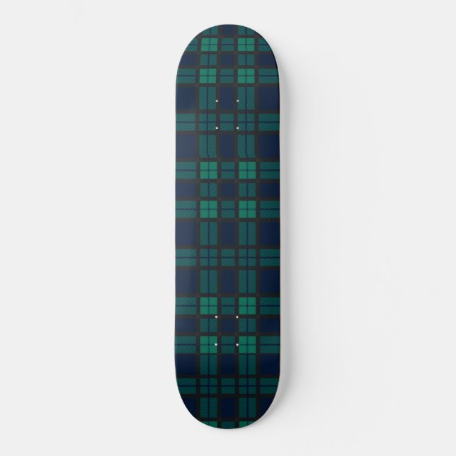 Tartan Clan Black Watch Kariert Blue Green Karo Skateboard (Vorderseite)