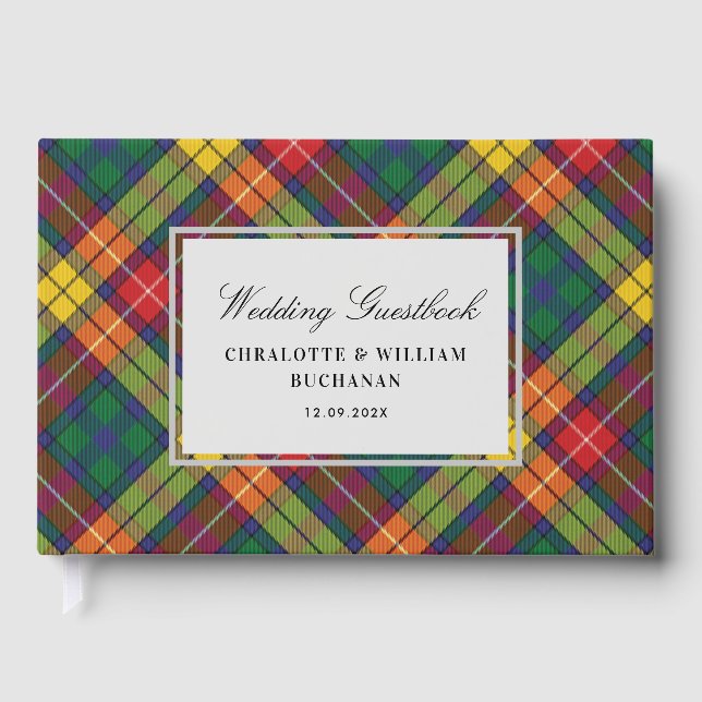 Tartan Clan Buchanan Karierter Multicolor-Karo Cus Gästebuch (Vorderseite)