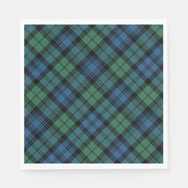 Tartan Clan Campbell Blaues Schachbrettmuster Serviette (Vorderseite)