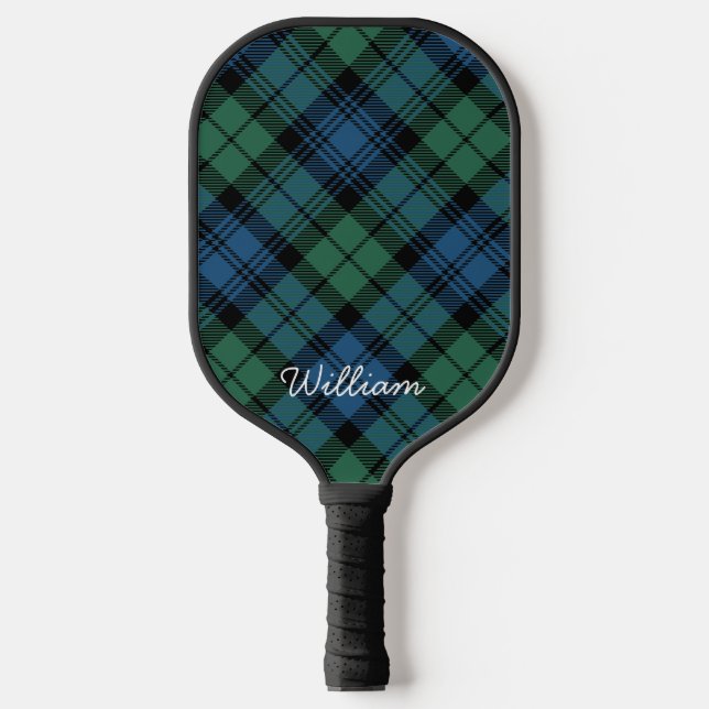Tartan Clan Campbell Kariert Blue Green Rustic Pickleball Schläger (Vorderseite)