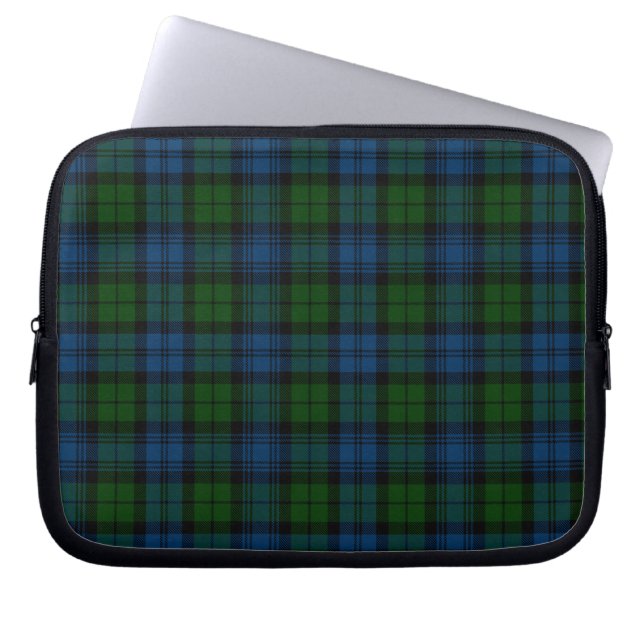 Tartan Clan Campbell Military Kariert Green Blue Laptopschutzhülle (Vorderseite)