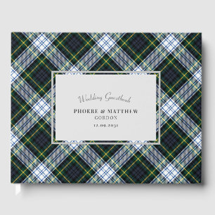 Tartan Clan Gordon Green White Checkered Wedding Gästebuch