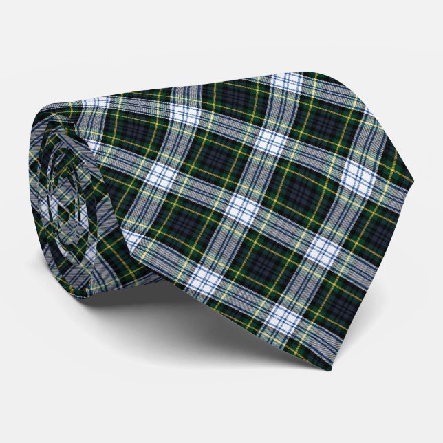 Tartan Clan Gordon Kariert-Weiße Muster Neck Krawatte (Gerollt)