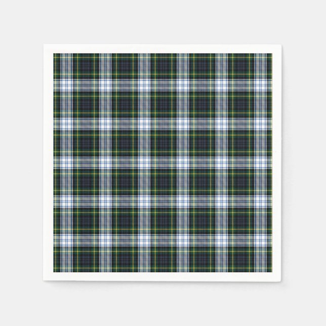 Tartan Clan Gordon White Green Kariert Serviette (Vorderseite)
