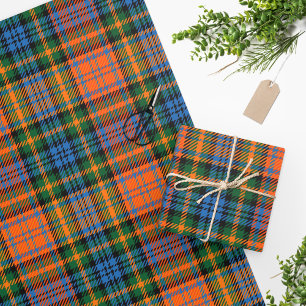 Tartan Clan Murray Kariert Blau Orange Grün Karomu Geschenkpapier