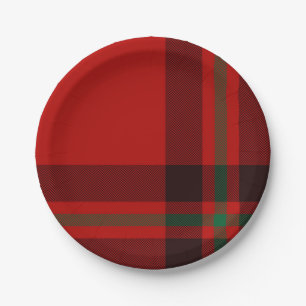 Tartan Clan Stewart Kariert Black Red Karo Pattern Pappteller