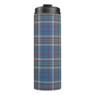 Tartan Clan Thompson Karo Blau Grau Check Kaffee Thermosbecher