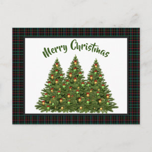 Tartan de Noël avec carte postale Arbre de Noël