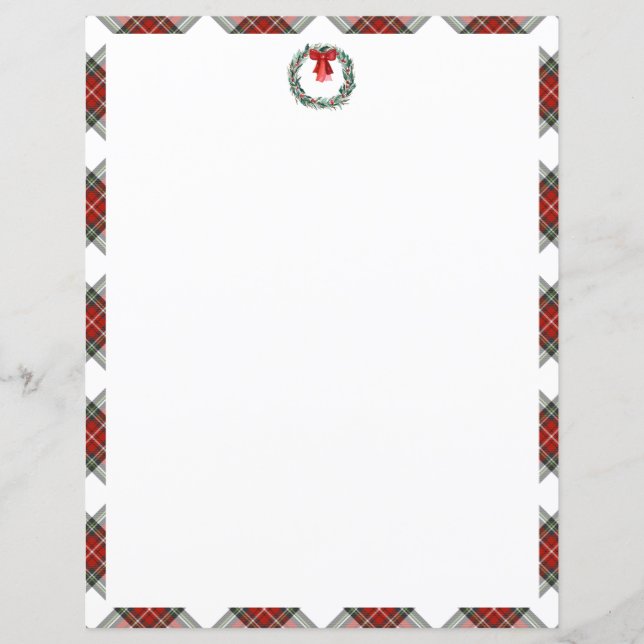 Tartan de Noël Plaid Wreath Bow Papier fixe (Devant)