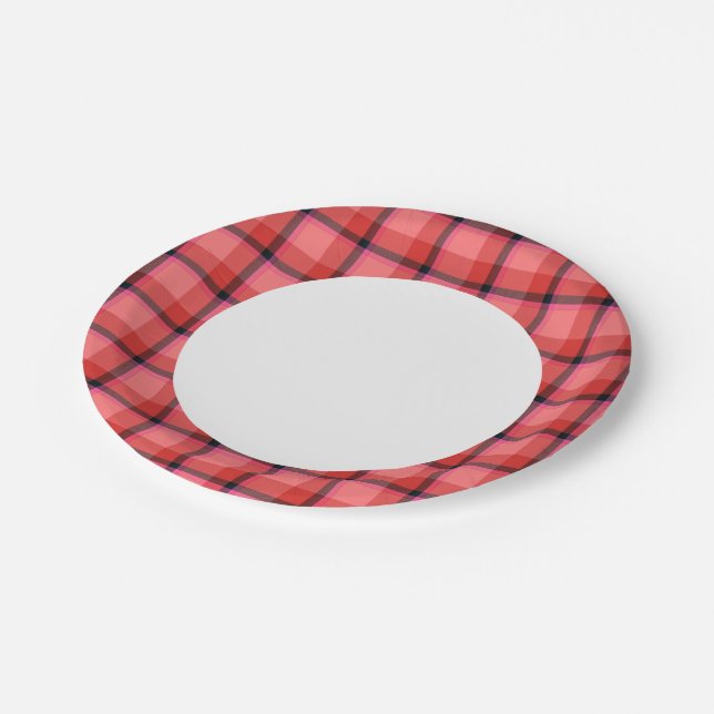 Tartan-Design Pappteller (Schrägansicht)