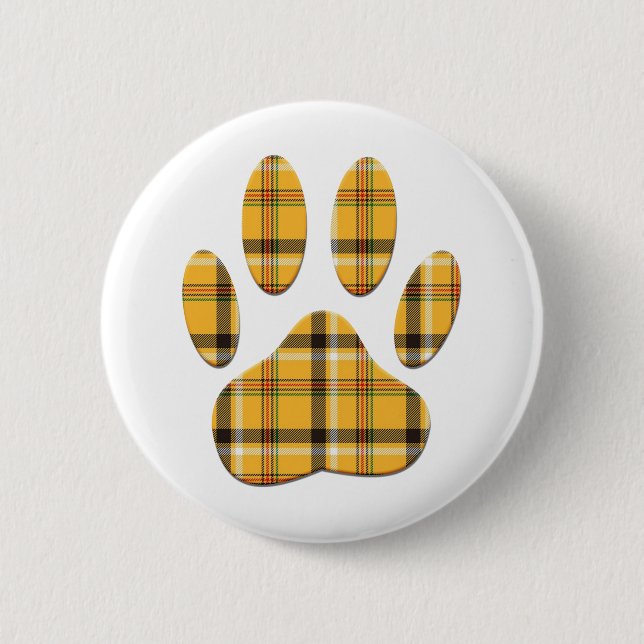 Tartan Dog Paw Print Button (Vorderseite)