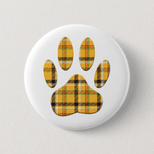 Tartan Dog Paw Print Button