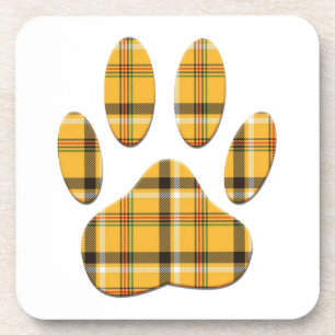 Tartan Dog Paw Print Getränkeuntersetzer
